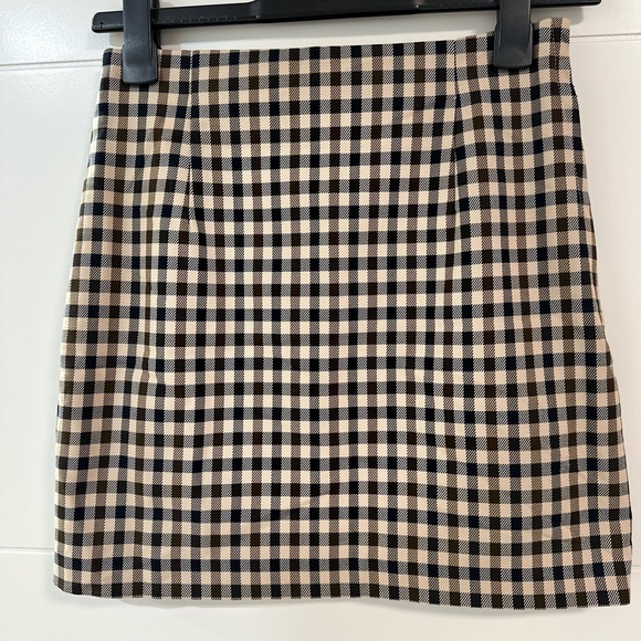 Brown & cream Mini skirt, chequered print, side zipper , above knee length H&M - Picture 1 of 3